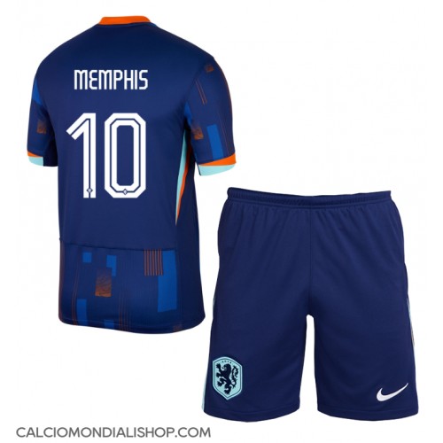 Maglie da calcio Olanda Memphis Depay #10 Seconda Maglia Bambino Europei 2024 Manica Corta (+ Pantaloni corti)